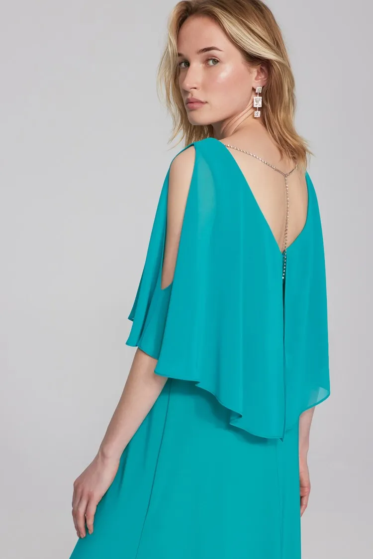 Joseph Ribkoff Silky Knit and Chiffon Fit-and-Flare Dress 241706 S24